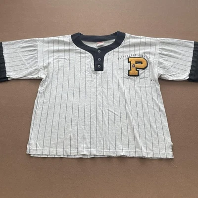 Vintage Pittsburgh Pirates Shirt Mens Large Gray Black MLB Baseball Henley 90s - Image 1 of 4