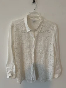 J Jill (Love Linen) XL Damen Bluse länger geschnitten Knopfleiste Ösen - Bild 1 von 9