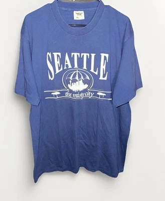 Camiseta De Colección Seattle Adulto XL Azul Puntada Única Estampado Puff Gráfico Años 90 Hecha en EE. UU. Foto 1 de 4