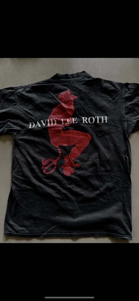 Camiseta negra vintage 1991 David Lee Roth talla L Van Halen hecha en EE. UU. Brockum Foto 1 de 4