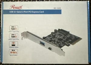 Rosewill RC-509 PCI-E (PCI Express) to USB 3.1 (Type A + Type C) Expansion Card - Afbeelding 1 van 2