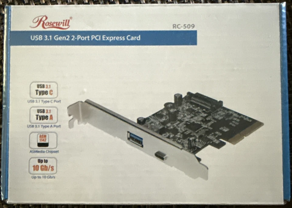 Rosewill RC-509 PCI-E (PCI Express) to USB 3.1 (Type A + Type C) Expansion Card - Image 1 of 2