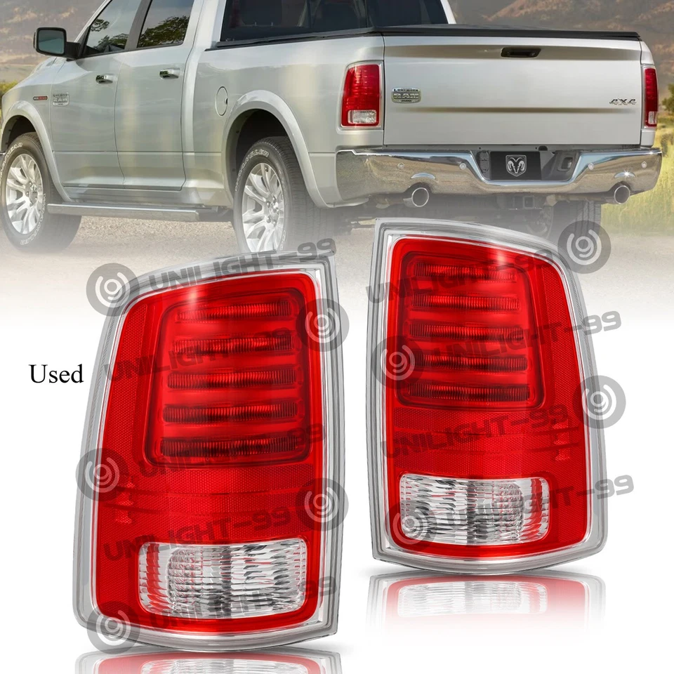 Replacement 2013-2018 Dodge RAM 1500 2500 3500 Chrome LED Tail Lights LH & RH - Image 1 of 1