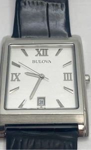 Bulova 29MM WR Silver Tone Dial Date 96B107 Stainless Steel Men's Watch - Picture 1 of 5