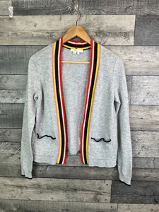 Boden Womens Cardigan Cardi Size Small Grey Gray Rainbow Stripe Wool Alpaca Knit - Picture 1 of 9