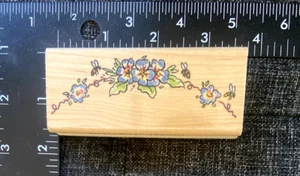 Penny Black Rubber Stamp 361F Arched Floral Border Bees Flowers Pansies VTG - Picture 1 of 4