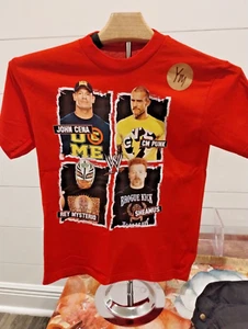 WWE Vintage Authentic C.M. Punk & John Cena Wrestling T-Shirt RED~NEW~YOUTH XL - Picture 1 of 3
