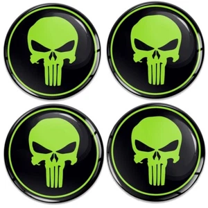 4 x 45mm Radnabenkappe Universal Aufkleber Emblem Decals Badge Logo Totenkopf - Bild 1 von 4