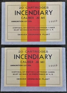 DENVER ORDNANCE CAL. .30 M1 INCENDIARY WWII NEW REPLICA 20 ROUND AMMO BOXES - Picture 1 of 10