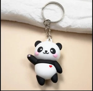 CUTE PANDA KEYRING CARTOON ANIMAL KEYCHAIN PENDANT CHARM BAGS UK SELLER - Picture 1 of 3