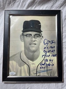 Foto vintage firmada por Denny McLain de los Tigres de Detroit 8x10 en blanco y negro JSA certificado de autenticidad - Imagen 1 de 4