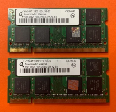 🌶️QIMONDA 2GB (2X1GB) 2Rx8 PC2-5300S COMPUTER RAM MEMORY HYS64T128021EDL-3S-B2 - Image 1 of 2