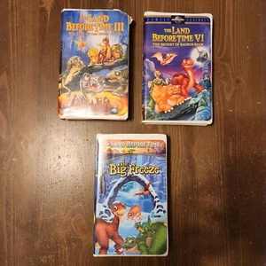 THE LAND BEFORE TIME MOVIE LOT - 3 VHS TAPES - III , VI + The Big Freeze Vintage - Picture 1 of 7