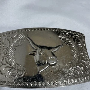Longhorn Gürtelschnalle silber vernickelt handpoliert - Bild 1 von 5