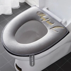 2 Thicker Bathroom Soft Toilet Seat Cover Pad with Handle Toilet Lid Cover - Picture 1 of 5