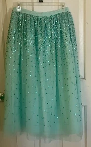 Cat & Jack Aqua Blue Maxi Long Tulle Sparkle Sequin Modest Skirt Size XL 14/16 - Picture 1 of 4