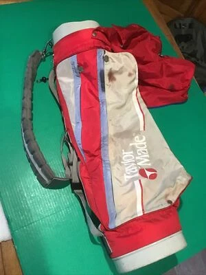 Vintage Retro Taylor Made Golf Bag Red/Gray 4 Way Divider 3 Pockets w/Rain Cover - Image 1 of 4