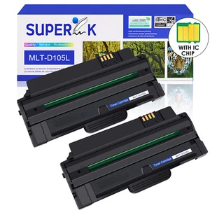 2PK MLT-D105L Black Toner For Samsung ML-1910 ML-1915 ML-2525 ML-2525W ML-2580n - Picture 1 of 24