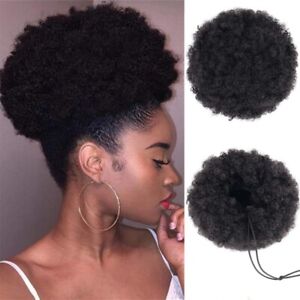 Drawstring Ponytail Afro Puff Hair Bun Synthetic Chignon Short Curly Chignon