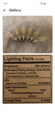 12Pack GE Daylight LED B10C Candelabra Base Bulbs 60W EQ 5W Decorative Free ship - Image 1 of 4