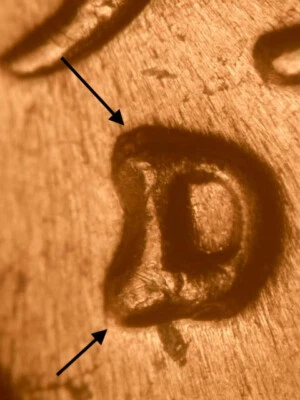 1956-D WRPM-054 D/D Tilted Lincoln Wheat Penny Cent~Nice BU/Uncirculated Red - Image 1 of 3