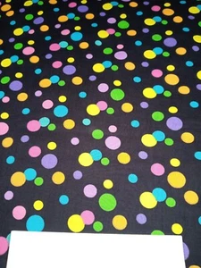 Springs Global Fabrics-Circus Colorful Circles Black Background-2 Yds+28" x 43" - Picture 1 of 3