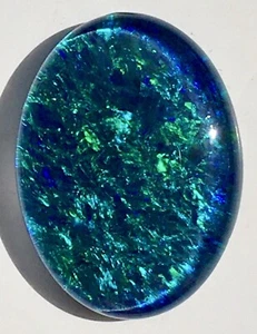 SHOWY 4.80ct AUSTRALIA BLACK OPAL TRIPLET BAHAMA BLUE GREEN MIX PATTERNS 16x12mm - Picture 1 of 12