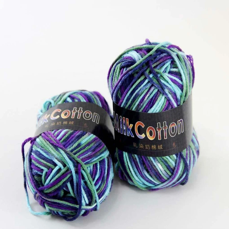 AIPYARN 2Ballsx50gr Cotton DK Baby Crochet Yarn Hand-dyed Wool Socks Knitting 22 - Image 1 of 4