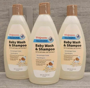 3x Walgreens Baby Wash & Shampoo with Natural Oat Extract - 18oz - Comp. Aveeno - Picture 1 of 2