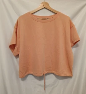 Tek Gear Stretch Fleece Cinched Waist Top Women 2XL Peach Pink Cropped - Picture 1 of 11