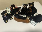 Lot de 6 peluches ours pieds d'ours par Jeff Fleming 6 po à 7 po ours en canoë, barbe, etc.