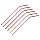 Reusable Metal Straws 6Pcs, Stainless Steel Bent Straw 9.5" Long - Rainbow