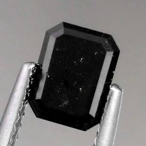 1.24cts Emerald cut Fancy Jet Black Natural Earth Mined Loose Diamonds - Picture 1 of 6
