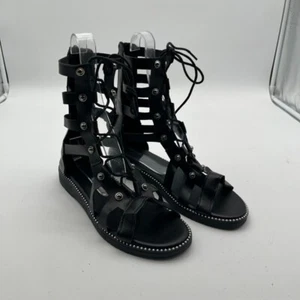 Schwarze flache lässige Gladiator-Fischer-Sandalen Damengröße 8,5 NEU - Bild 1 von 8
