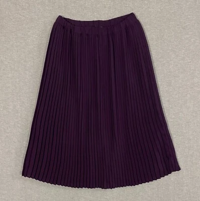 Eileen Fisher Raisonnette Pleated Midi Skirt Womens 2P 2 Petite Purple $258 Plum - Image 1 of 4