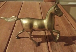 Vintage Messing Reiter Pferd Statue tänzelnder Hengst 6,5" x 4,75" - Bild 1 von 7