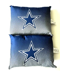 Dallas Cowboys NFL Dot Decorative Plush Bed Pillows Blue 20" x 26" Lot of 2 - Picture 1 of 4