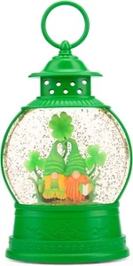 St Patricks Day Lucky Shamrock Gnomes Snow Globe for St Patricks Day Decorations - Picture 1 of 12