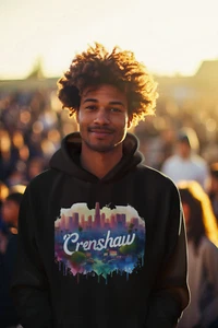 CRENSHAW ONE Hooded Sweatshirt, Back in the Day, African American Culture, Black - Picture 1 of 54