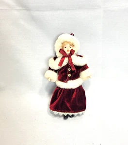 Victorian Bisque Doll Ornaments bisque head/hands Red Velvet Costume 7" - Picture 1 of 7