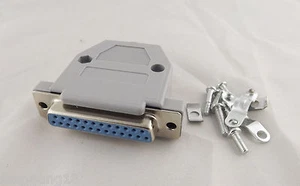 5pcs DB25 Female 25 Pin 2 Rows D-Sub Connector Grey Plastic Hood Cover Backshell - Picture 1 of 6