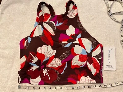 Top de bikini Athleta nuevo con etiquetas XL A-C Hero Bloom rojo recortado consciente cuello alto 657694 16 Foto 1 de 4