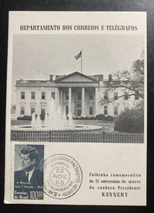 1965 Rio De Janeiro Brazil Postcard First day Cover Kennedy Anniversary - Picture 1 of 2