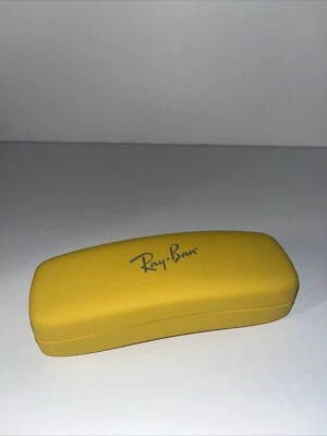 Óculos de sol Ray-Ban amarelo plástico rígido estojo vermelho interior Ray Ban - Imagem 1 de 4