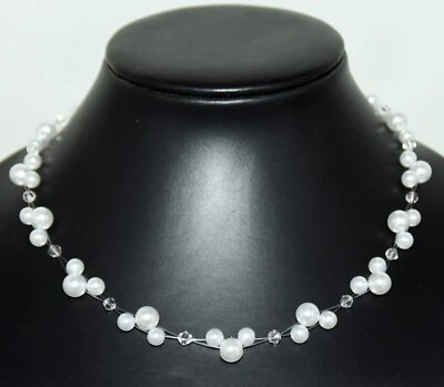 Brautschmuck,Hochzeit Schmuck,Ketten, Kunst-Perlen-Collier-Kette ca.35-60 cm Neu - Bild 1 von 4