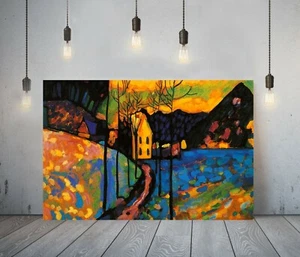 KADINSKY 15-FRAMED CANVAS ABSTRACT WALL ART PICTURE PAPER PRINT- YELLOW BLUE - Picture 1 of 15
