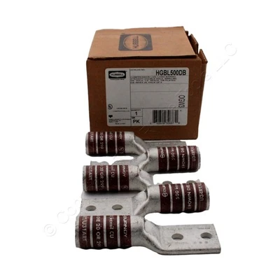 5 Hubbell Bonding Ground Compression Lugs 500 MCM 3/8" Holes Brown #20 HGBL500DB - Image 1 of 4