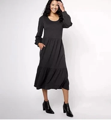 Denim Co Canyon Retreat Easy Midi Boot Dress Sz 2x, Washed Black, New In Package - Image 1 of 4
