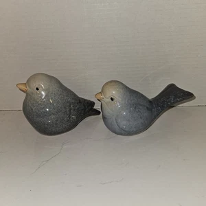Pair of Blue Stoneware Pottery Bird Figurines 4-5” Pre-owned, Collection Item. - Picture 1 of 8