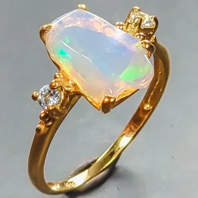 Handmade Natural Opal Ring 925 Sterling Silver Size 7.5 /R441206 - Image 1 of 4